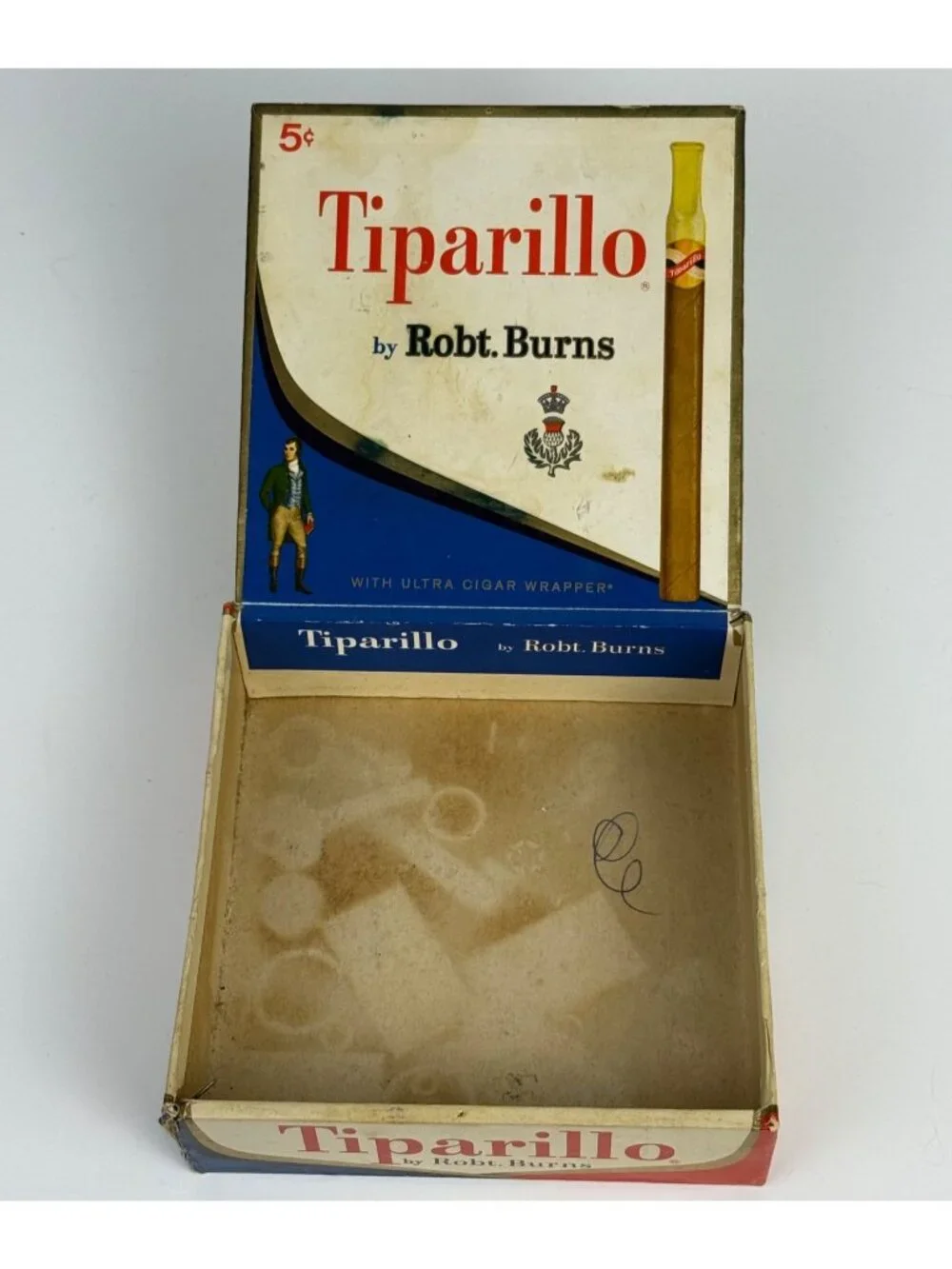 Vintage Tiparillo Cigar Box Square Cardboard Collectible Mid-Century